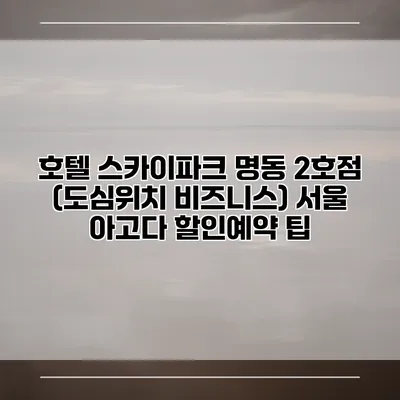 호텔 스카이파크 명동 2호점 (도심위치 비즈니스) 서울 아고다 할인예약 팁