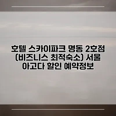 호텔 스카이파크 명동 2호점 (비즈니스 최적숙소) 서울 아고다 할인 예약정보