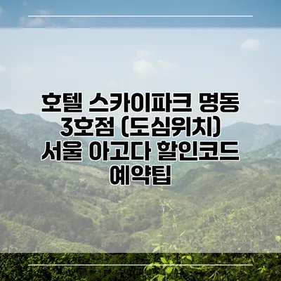 호텔 스카이파크 명동 3호점 (도심위치) 서울 아고다 할인코드 예약팁
