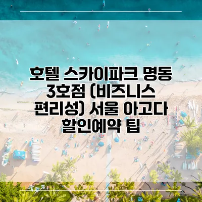 호텔 스카이파크 명동 3호점 (비즈니스 편리성) 서울 아고다 할인예약 팁