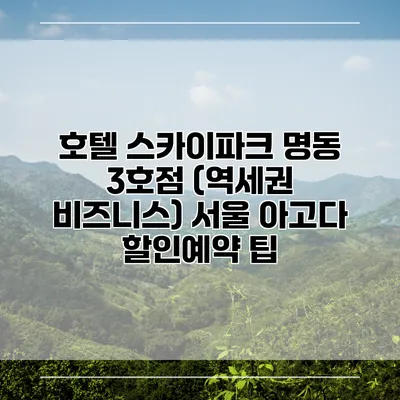 호텔 스카이파크 명동 3호점 (역세권 비즈니스) 서울 아고다 할인예약 팁