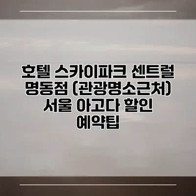 호텔 스카이파크 센트럴 명동점 (관광명소근처) 서울 아고다 할인 예약팁