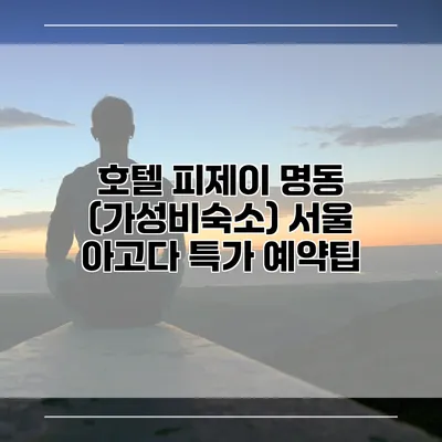 호텔 피제이 명동 (가성비숙소) 서울 아고다 특가 예약팁