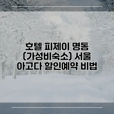 호텔 피제이 명동 (가성비숙소) 서울 아고다 할인예약 비법
