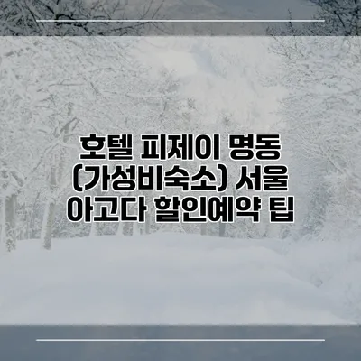 호텔 피제이 명동 (가성비숙소) 서울 아고다 할인예약 팁