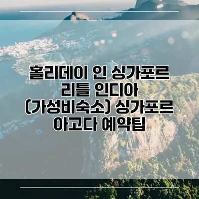 홀리데이 인 싱가포르 리틀 인디아 (가성비숙소) 싱가포르 아고다 예약팁