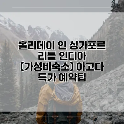 홀리데이 인 싱가포르 리틀 인디아 (가성비숙소) 아고다 특가 예약팁