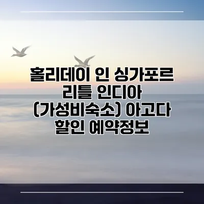 홀리데이 인 싱가포르 리틀 인디아 (가성비숙소) 아고다 할인 예약정보
