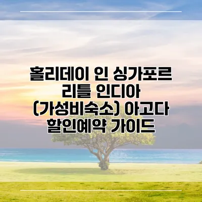 홀리데이 인 싱가포르 리틀 인디아 (가성비숙소) 아고다 할인예약 가이드