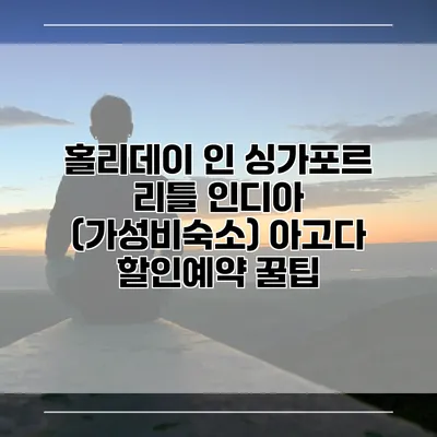 홀리데이 인 싱가포르 리틀 인디아 (가성비숙소) 아고다 할인예약 꿀팁