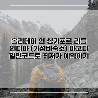 홀리데이 인 싱가포르 리틀 인디아 (가성비숙소) 아고다 할인코드로 최저가 예약하기