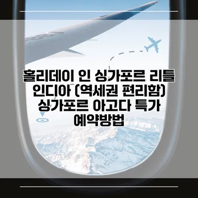 홀리데이 인 싱가포르 리틀 인디아 (역세권 편리함) 싱가포르 아고다 특가 예약방법