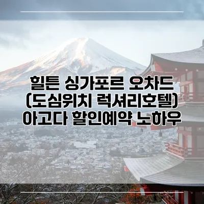 힐튼 싱가포르 오차드 (도심위치 럭셔리호텔) 아고다 할인예약 노하우