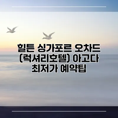 힐튼 싱가포르 오차드 (럭셔리호텔) 아고다 최저가 예약팁