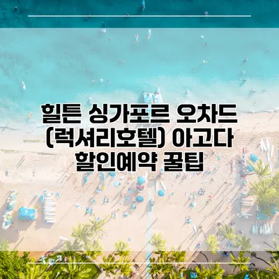 힐튼 싱가포르 오차드 (럭셔리호텔) 아고다 할인예약 꿀팁