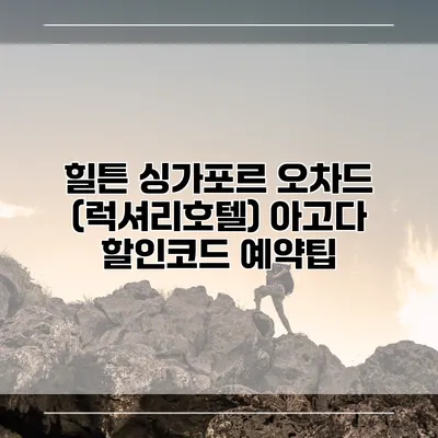 힐튼 싱가포르 오차드 (럭셔리호텔) 아고다 할인코드 예약팁