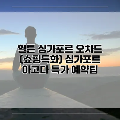 힐튼 싱가포르 오차드 (쇼핑특화) 싱가포르 아고다 특가 예약팁