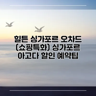 힐튼 싱가포르 오차드 (쇼핑특화) 싱가포르 아고다 할인 예약팁