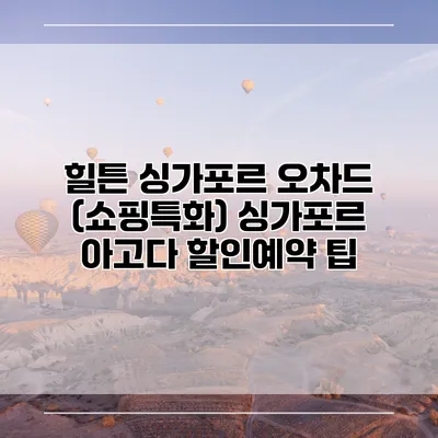 힐튼 싱가포르 오차드 (쇼핑특화) 싱가포르 아고다 할인예약 팁