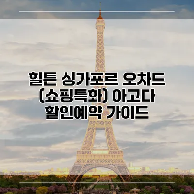 힐튼 싱가포르 오차드 (쇼핑특화) 아고다 할인예약 가이드