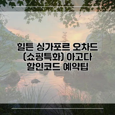 힐튼 싱가포르 오차드 (쇼핑특화) 아고다 할인코드 예약팁