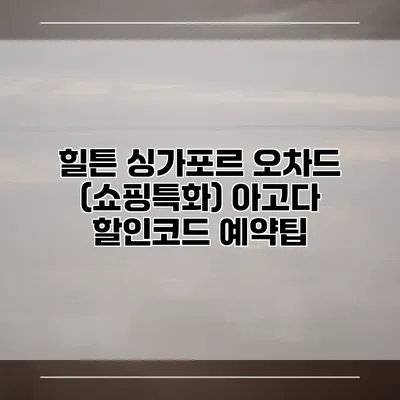 힐튼 싱가포르 오차드 (쇼핑특화) 아고다 할인코드 예약팁